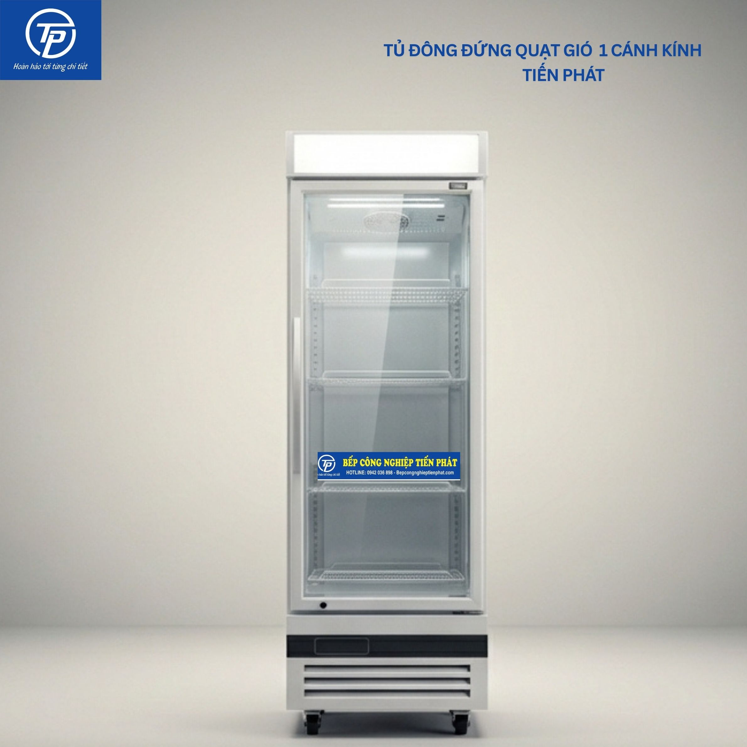 Tủ Đông Đứng Quạt Gió 1 Cánh Kính